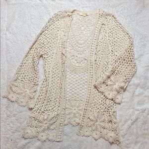 Elegant Cream Lace Women Cardigan